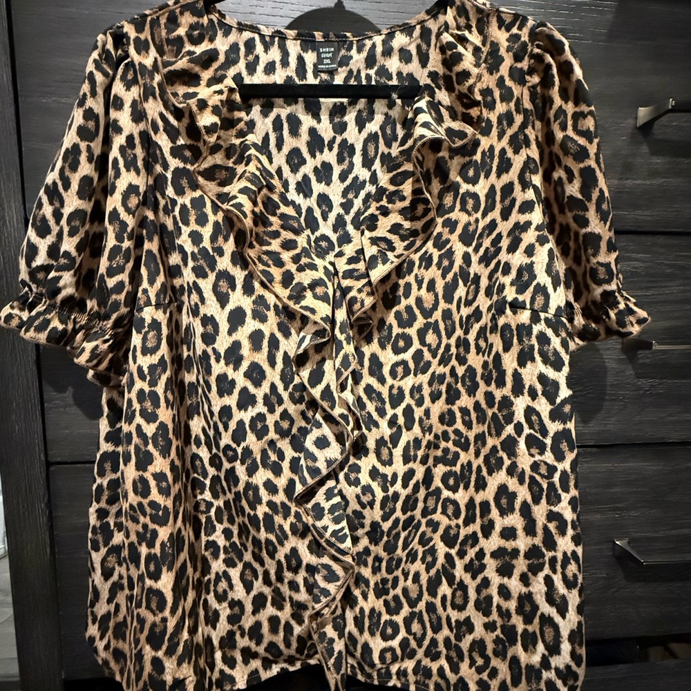 Leopard Print Ruffle Blouse